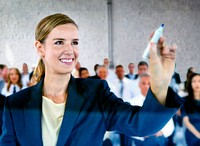 Businesswoman presenting at a conference