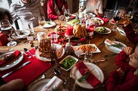 Group of diverse people are celebrating christmas holiday