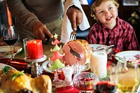 Group of diverse people are gathering for christmas holiday