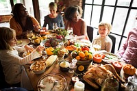 People Celebrating Thanksgiving Holiday Tradition Concept