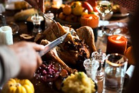 Cutting Turkey Thanksgiving Celebration Concept