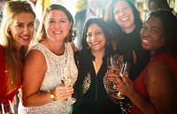 Women celebrating with sparkling wine