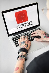 Overtime red analog alarm clock icon