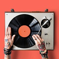 Vinyl Audio Music Rhythm Playing Tattoo Art Concept