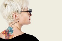 Caucasian tattooed woman profile 