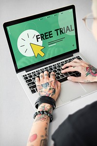 Free trial word with mouse cursor icon
