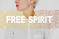 Caucasian woman with free spirit word for inspiration