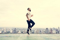 Man Exercise Workout Rooftop Concept
