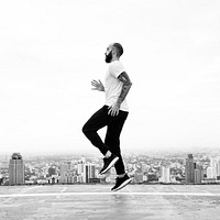 Man Exercise Workout Rooftop Concept