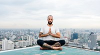 Man Practice Yoga Rooftop Concept