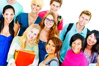 Group of happy diverse students