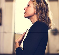 Woman praying in the church