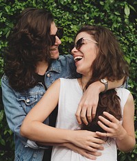 Lesbian couple in a park