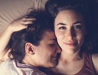 Lesbian Couple Together Indoors Concept