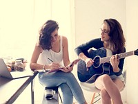 Lesbian Couple Together Indoors Concept