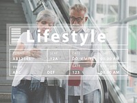 Senior Adult Couple Travel Together Lifestyle Word Graphic Web Booking