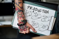 Shoe production procedure sketch drawing