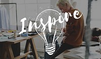 Inspire creativity ideas imagination with light bulb