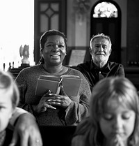 Group of religious people in a church