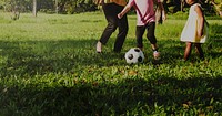 Family Mother Daughter Playing Football Sport