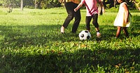 Family Mother Daughter Playing Football Sport
