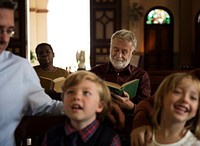 Group of religious people in a church