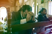 Adult Man Pray Church Faith Religion