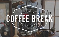 Coffee Break Cafe Lifestyle Word Stamp Banner Graphic