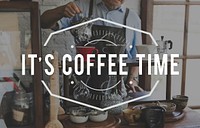 It's Coffee Time Lifestyle Word Stamp Banner Graphic