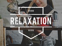 Coffee Beverage Relaxation Word Stamp Banner Graphic
