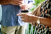 Mature couple enjoying coffee together