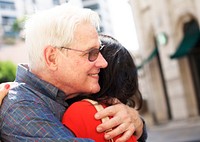 Senior couple love sweet embrace