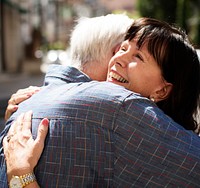 Senior couple having a sweet embrace