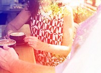 Photo Gradient Style with Mature couple drinking coffee together