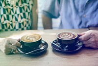 Photo Gradient Style with Mature couple drinking coffee together