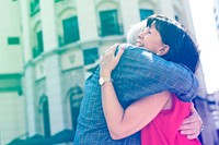 Photo Gradient Style with Senior couple love sweet embrace
