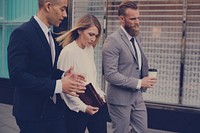 Businesspeople Talk Men Women Notebook