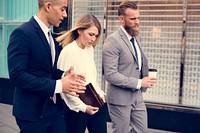 Businesspeople Men Women Walk Colleague