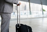 Businessmen Habds Hold Luggage Business Trip