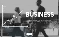Business graph overlay on business people walking
