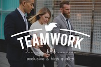 Teamwork overlay on business people