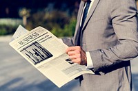Businessmen Read Hands Hold Newspaper