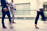 Businesspeople Men Women Walk Rush