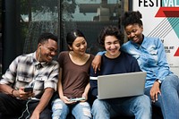 Group of students having fun together