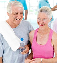 Healthy senior people at the gym