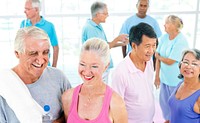 Healthy senior people at the gym