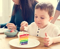 Eating Rainbow Cake Birthday Delicious