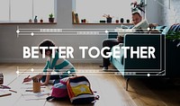 Family Happy Better Together Word Graphic