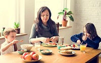 Family Breakfast Children Eating Together