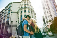 Photo Gradient Style with Sweet couple embrace staring at each other